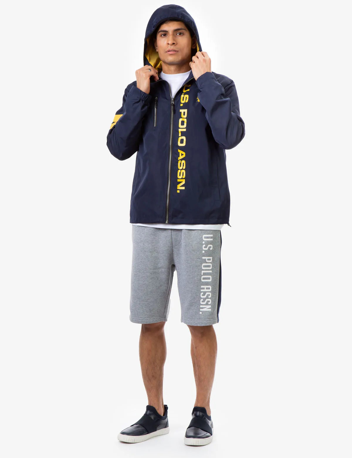 HOODED STRIPE WINDBREAKER