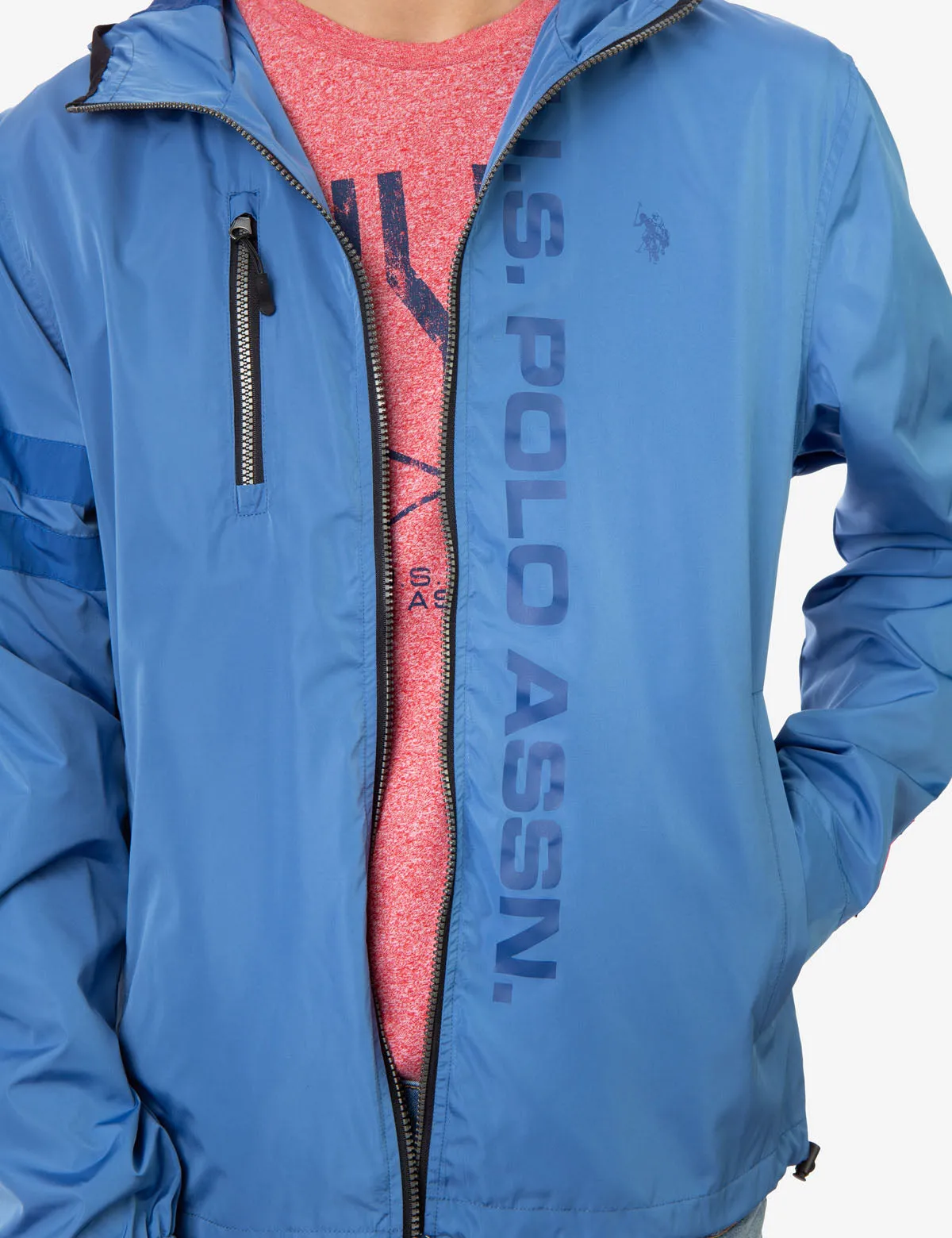 HOODED STRIPE WINDBREAKER