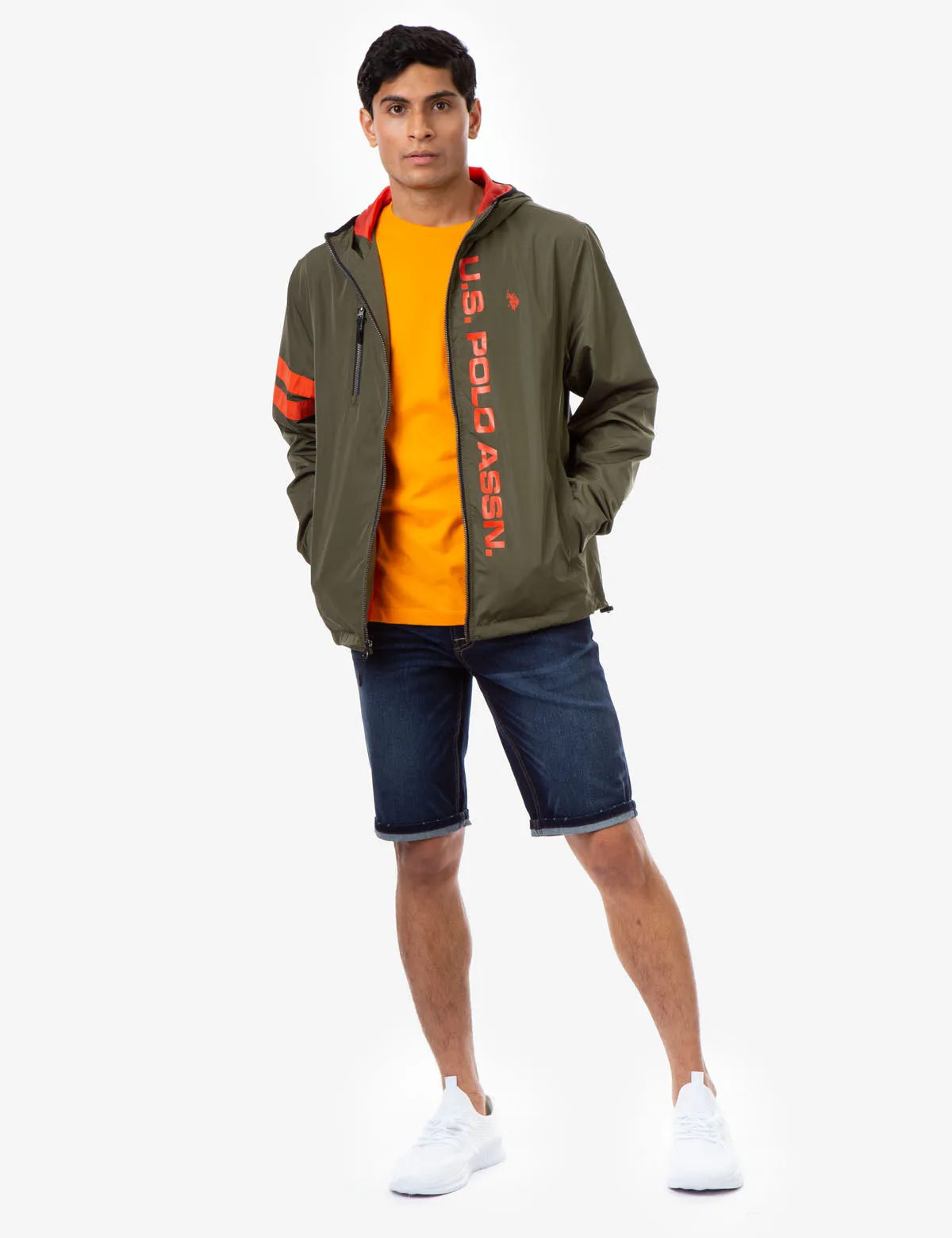 HOODED STRIPE WINDBREAKER