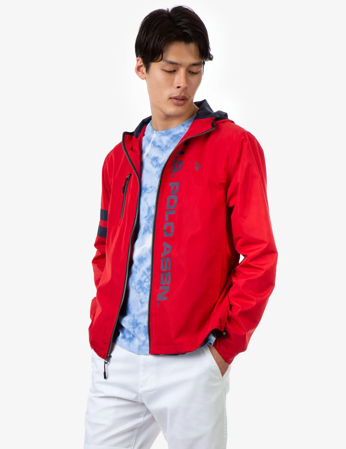 HOODED STRIPE WINDBREAKER