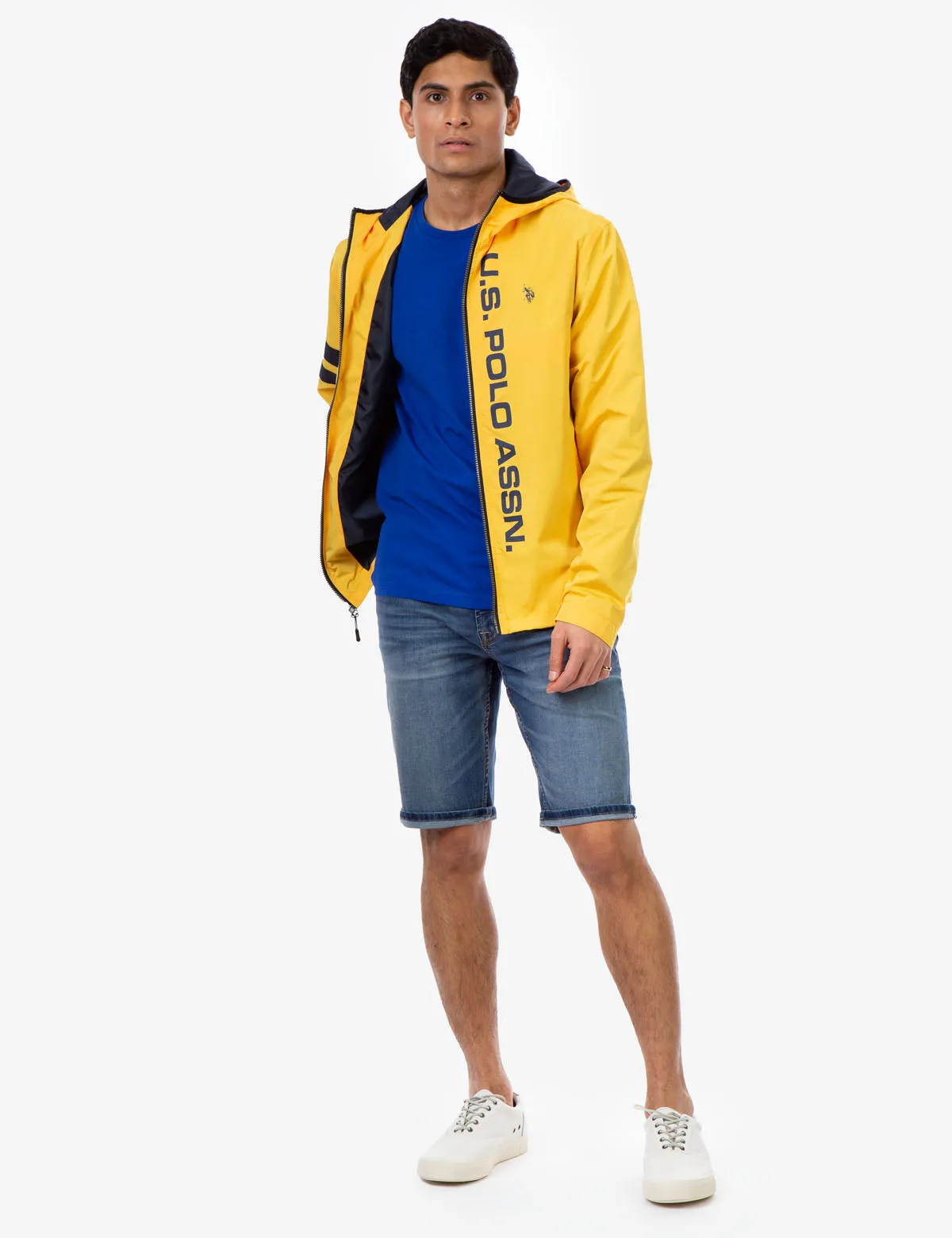 HOODED STRIPE WINDBREAKER