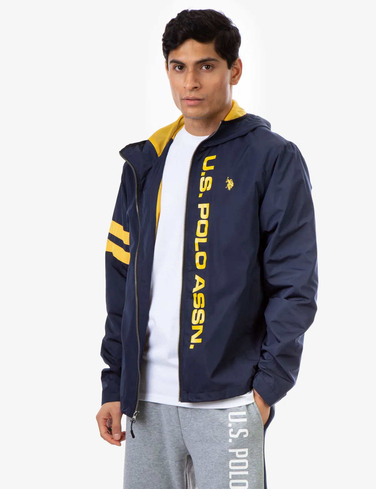 HOODED STRIPE WINDBREAKER