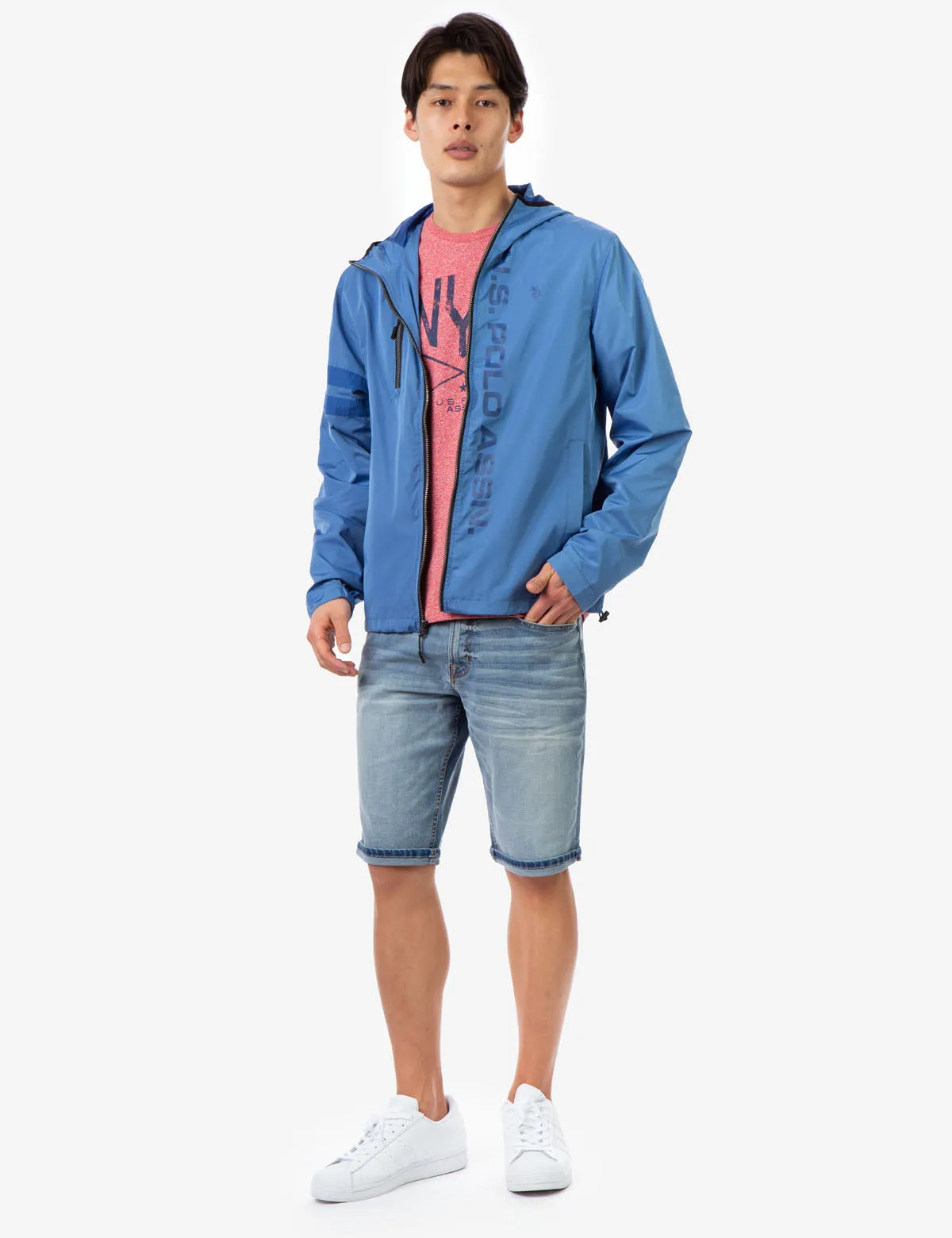 HOODED STRIPE WINDBREAKER