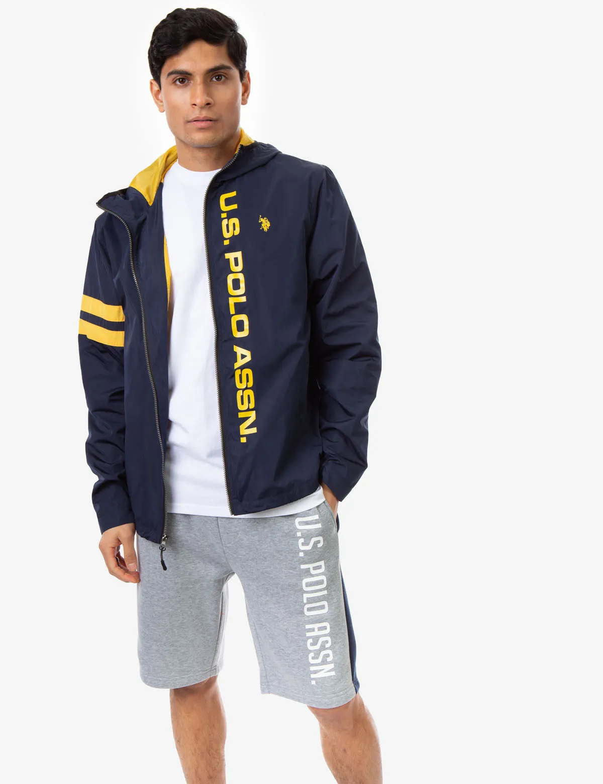 HOODED STRIPE WINDBREAKER
