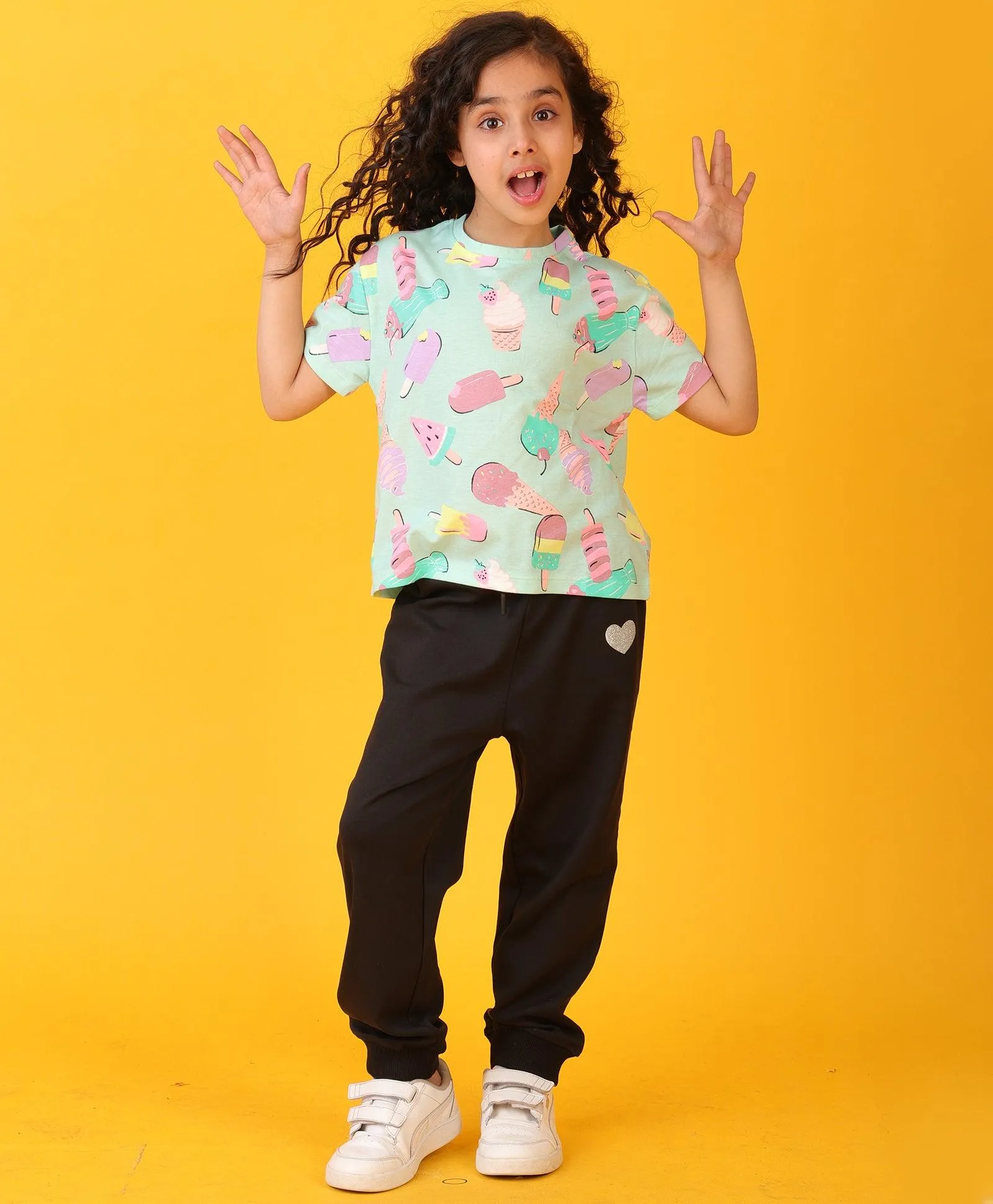ICECREAM BLACK HEART SUMMER JOGGER SET - AQUA/BLACK