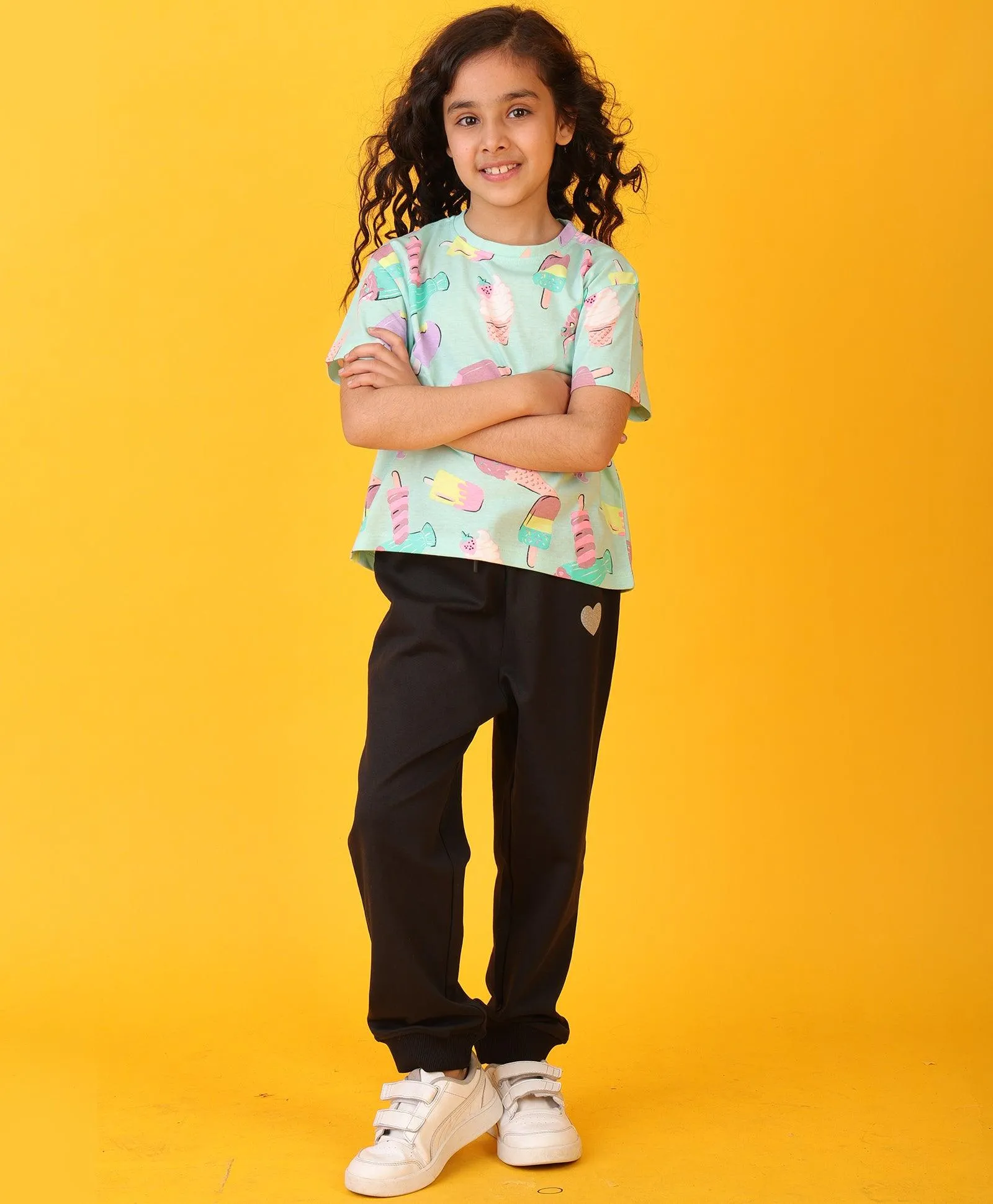 ICECREAM BLACK HEART SUMMER JOGGER SET - AQUA/BLACK