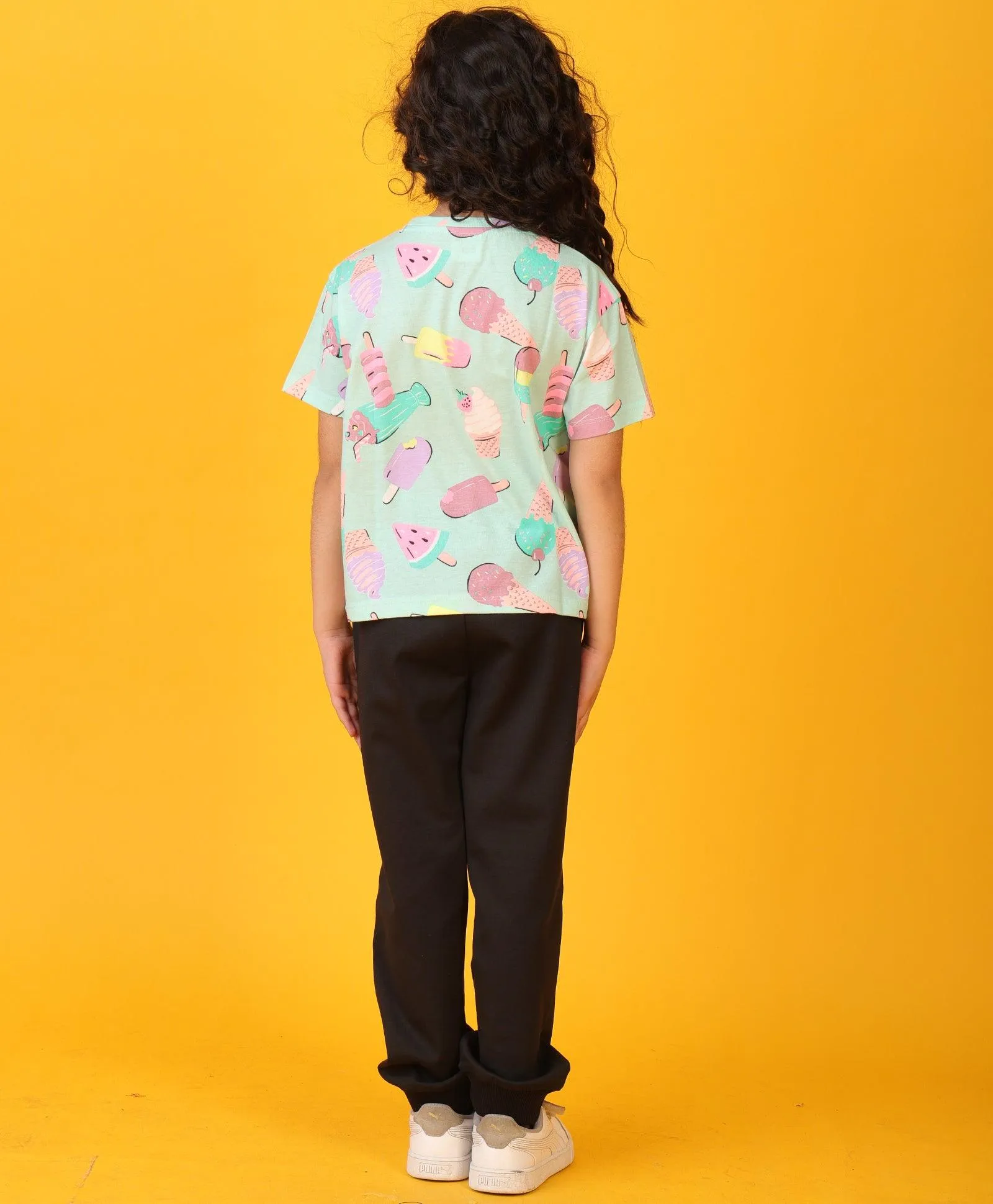 ICECREAM BLACK HEART SUMMER JOGGER SET - AQUA/BLACK