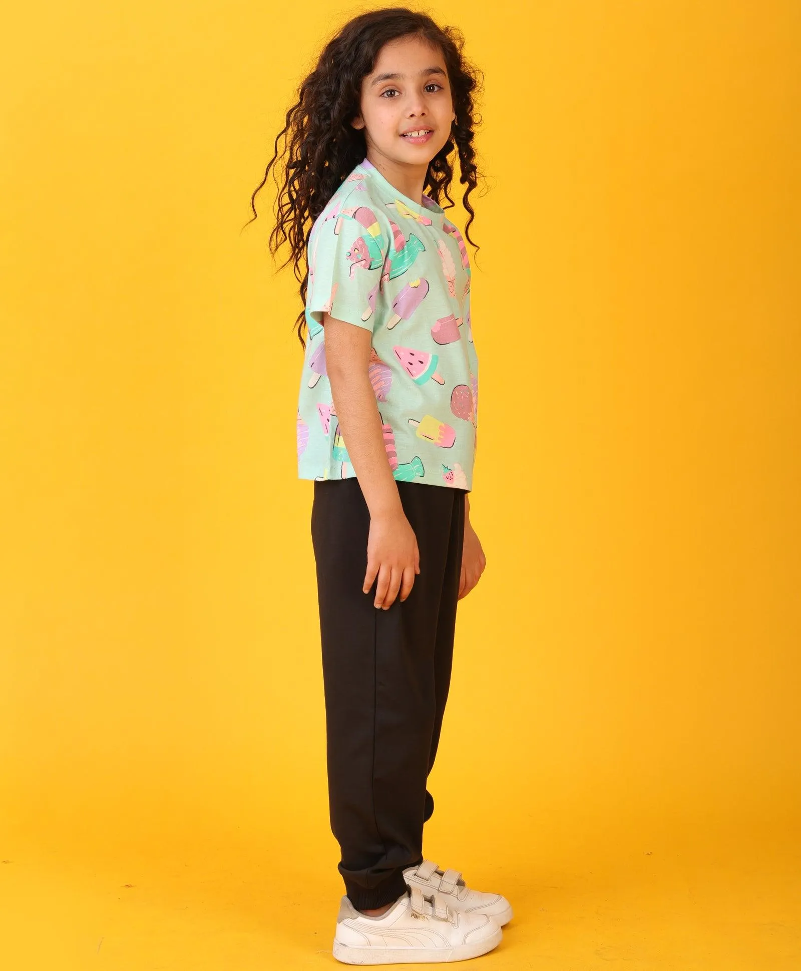 ICECREAM BLACK HEART SUMMER JOGGER SET - AQUA/BLACK
