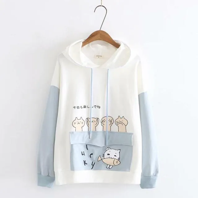 Kawaii Cartoon Cat Hoodies