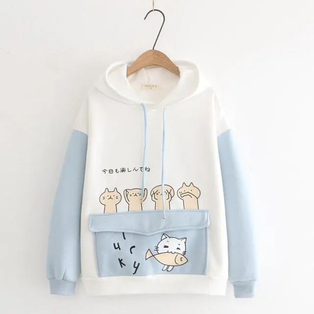 Kawaii Cartoon Cat Hoodies