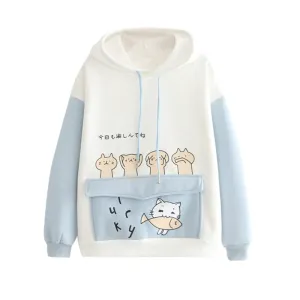Kawaii Cartoon Cat Hoodies