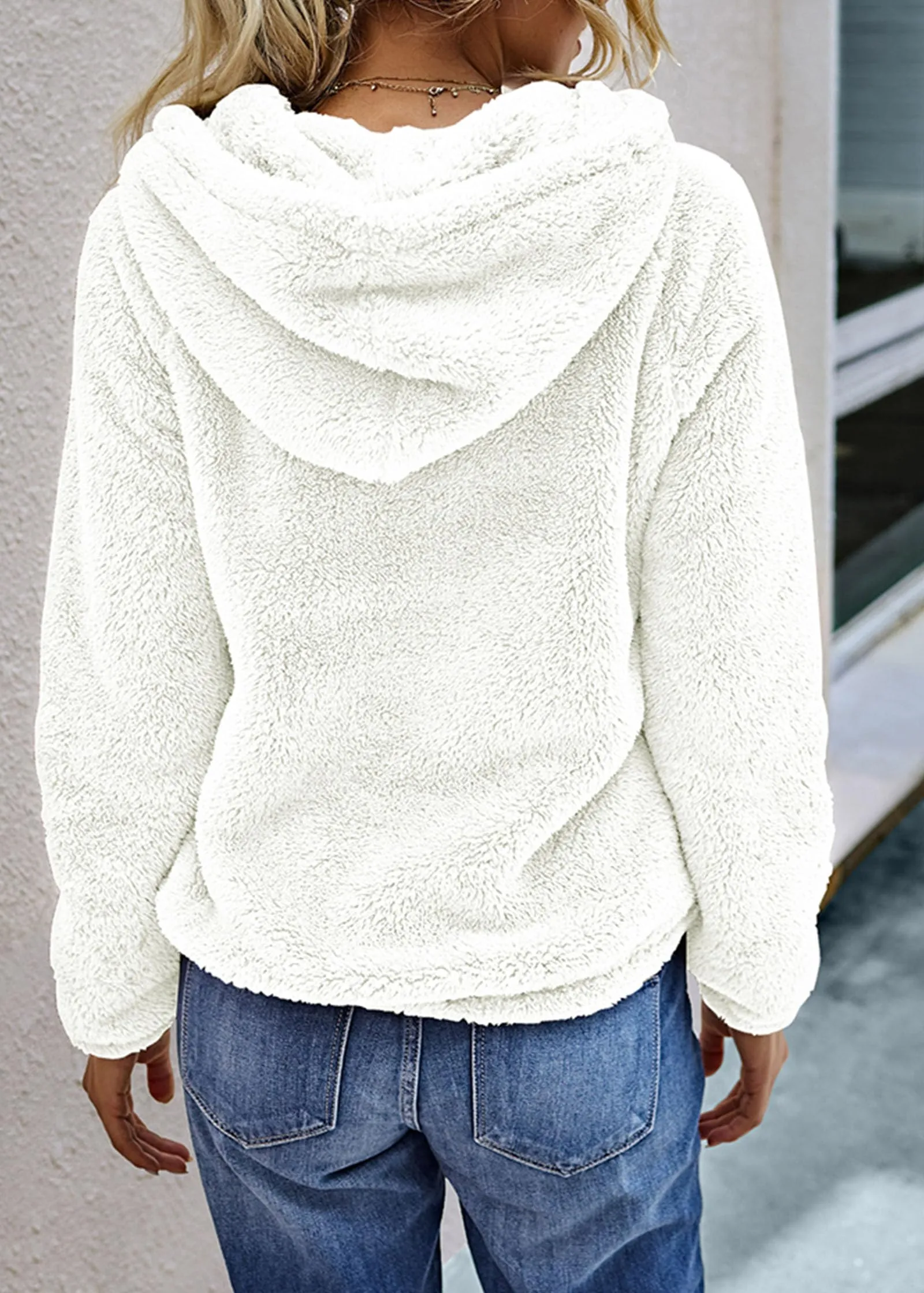 KIRUNDO Women's 2024 Winter Fuzzy Fleece Hoodies Sweatshirts Casual Long Sleeves Shaggy Sherpa Pullover With Pockets