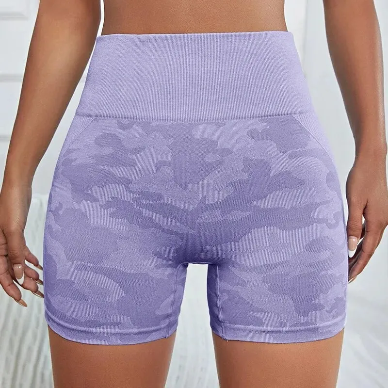 Leopard Print Seamless Yoga Shorts