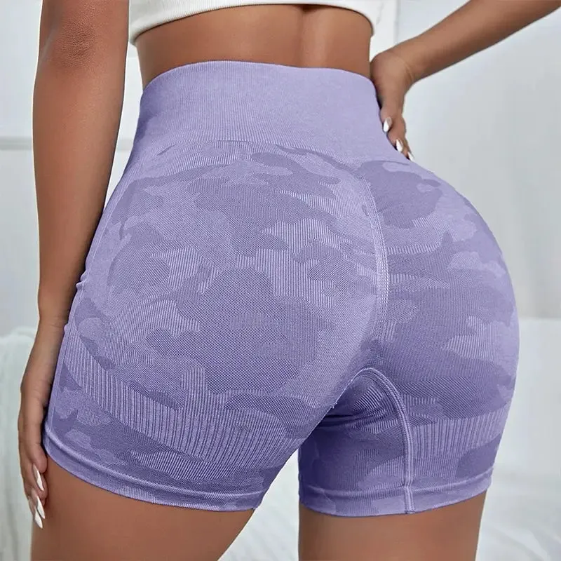Leopard Print Seamless Yoga Shorts