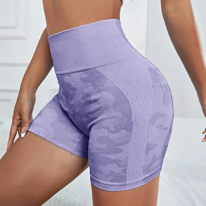 Leopard Print Seamless Yoga Shorts