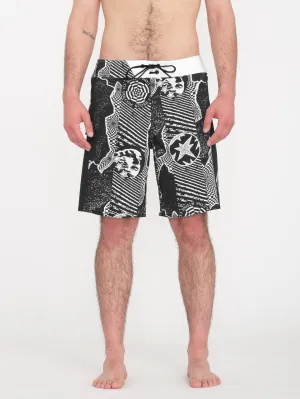 Lido Iconic Mod 19" Boardshort - BLACK WHITE