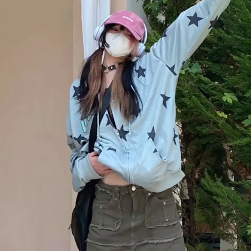 Logo Star Graphic Zip Up Hoodie