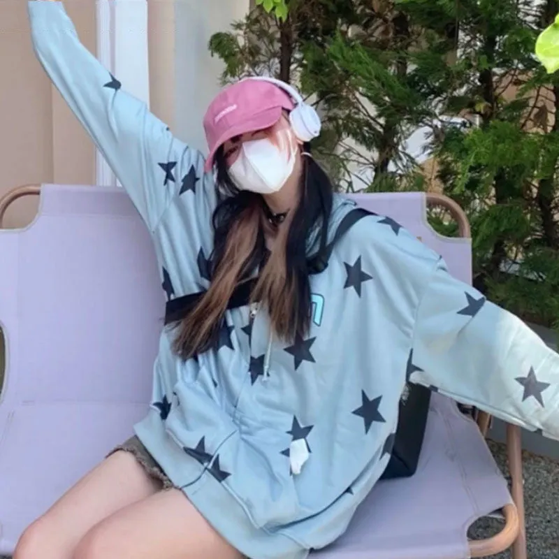 Logo Star Graphic Zip Up Hoodie