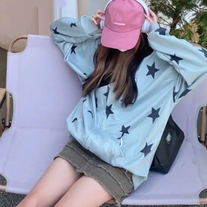 Logo Star Graphic Zip Up Hoodie