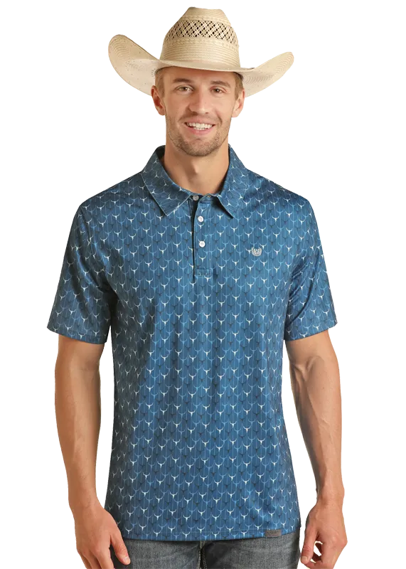 Longhorn Print Performance Polo