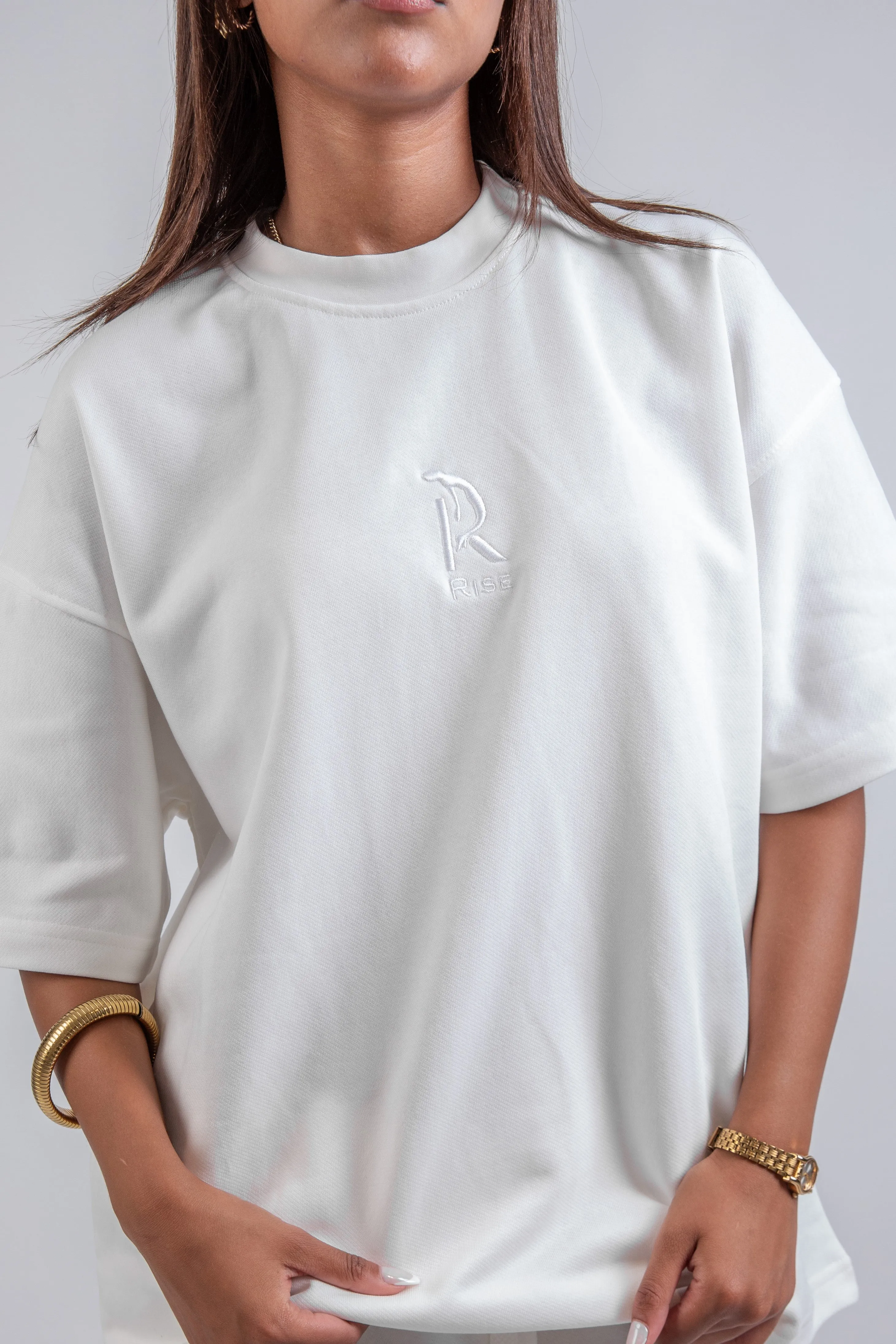 Loose Drawstring Sweatpants & Chill Sleeve T-shirt White Set