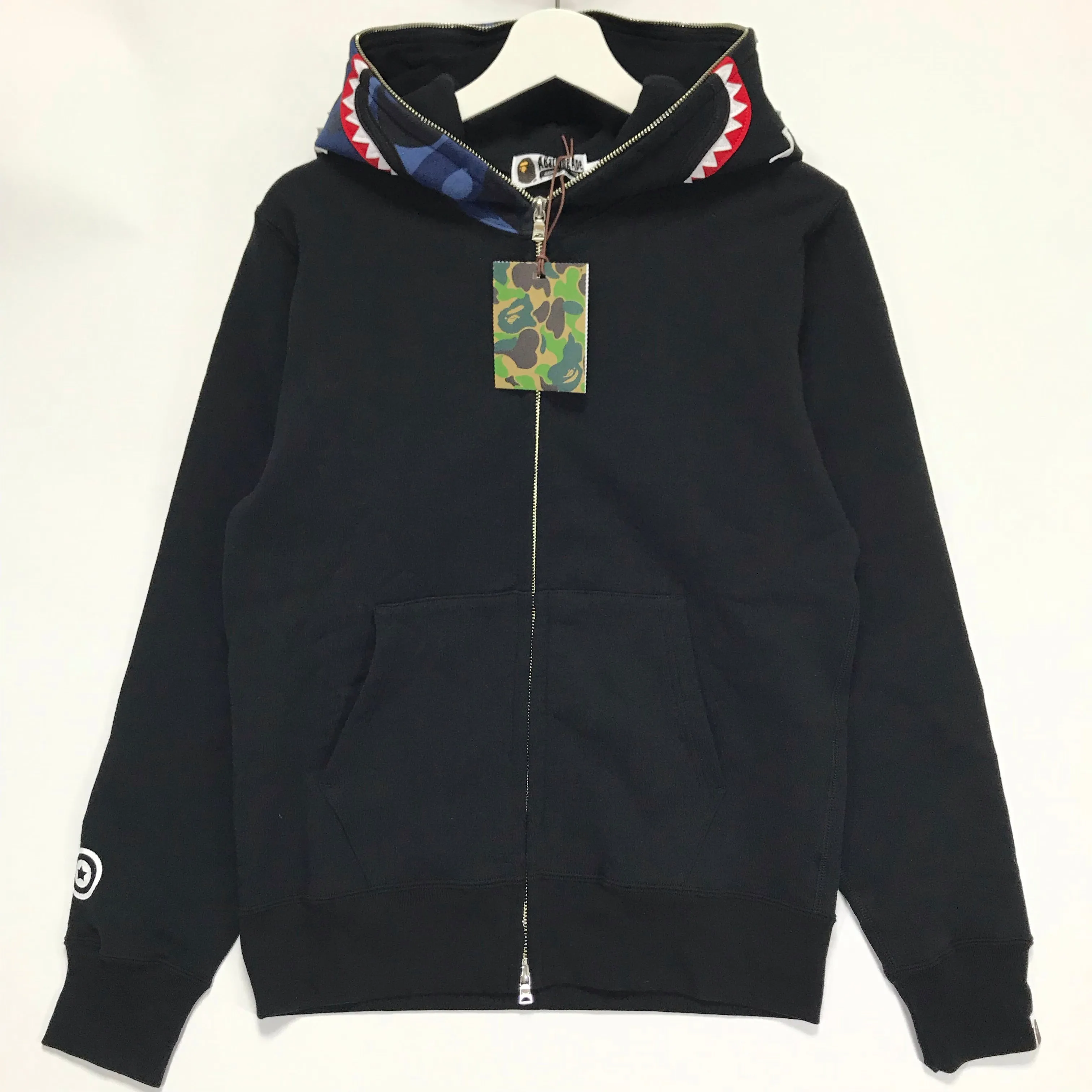[M] A Bathing Ape Bape NFS WGM Shark Full Zip Hoodie Black