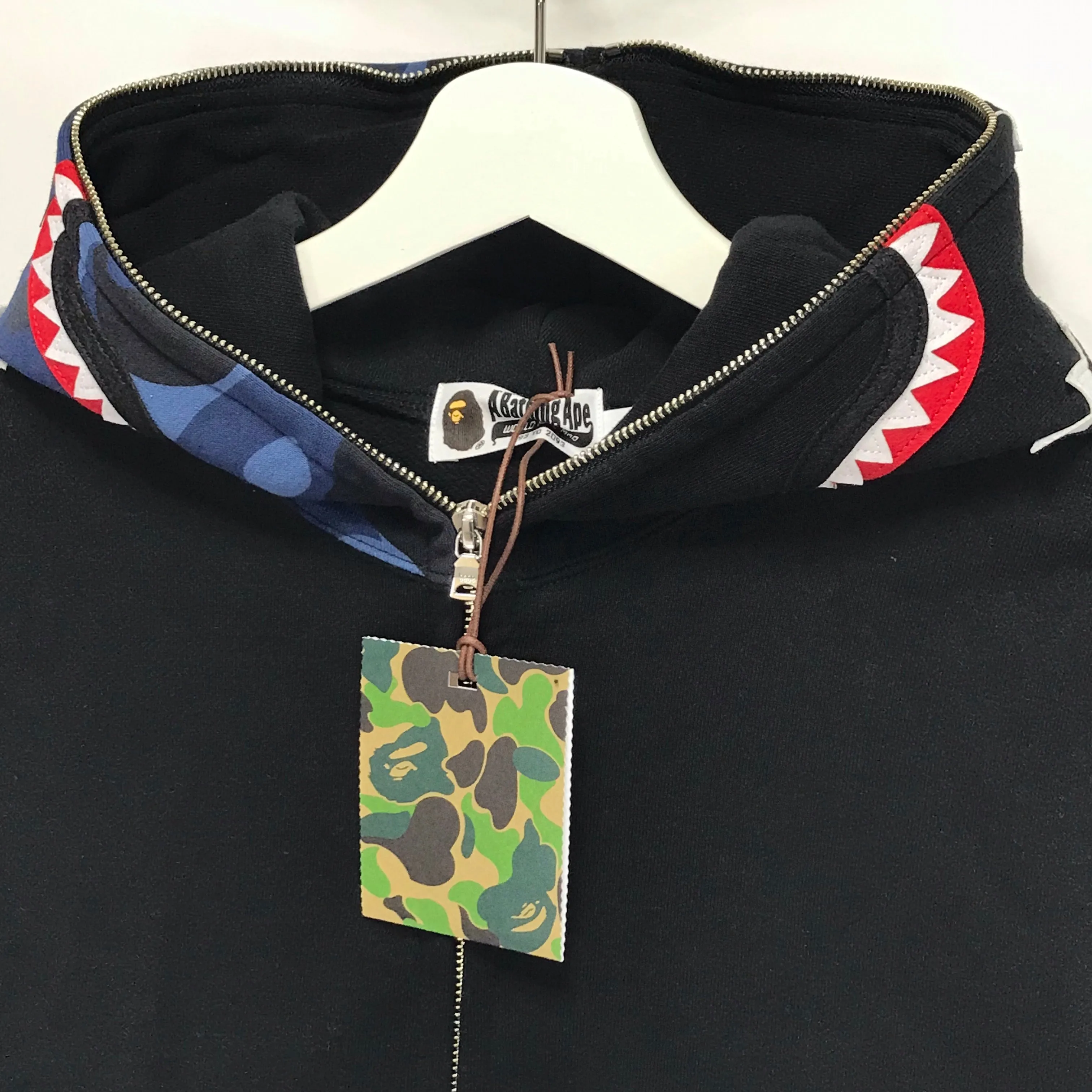 [M] A Bathing Ape Bape NFS WGM Shark Full Zip Hoodie Black