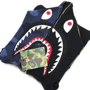 [M] A Bathing Ape Bape NFS WGM Shark Full Zip Hoodie Black
