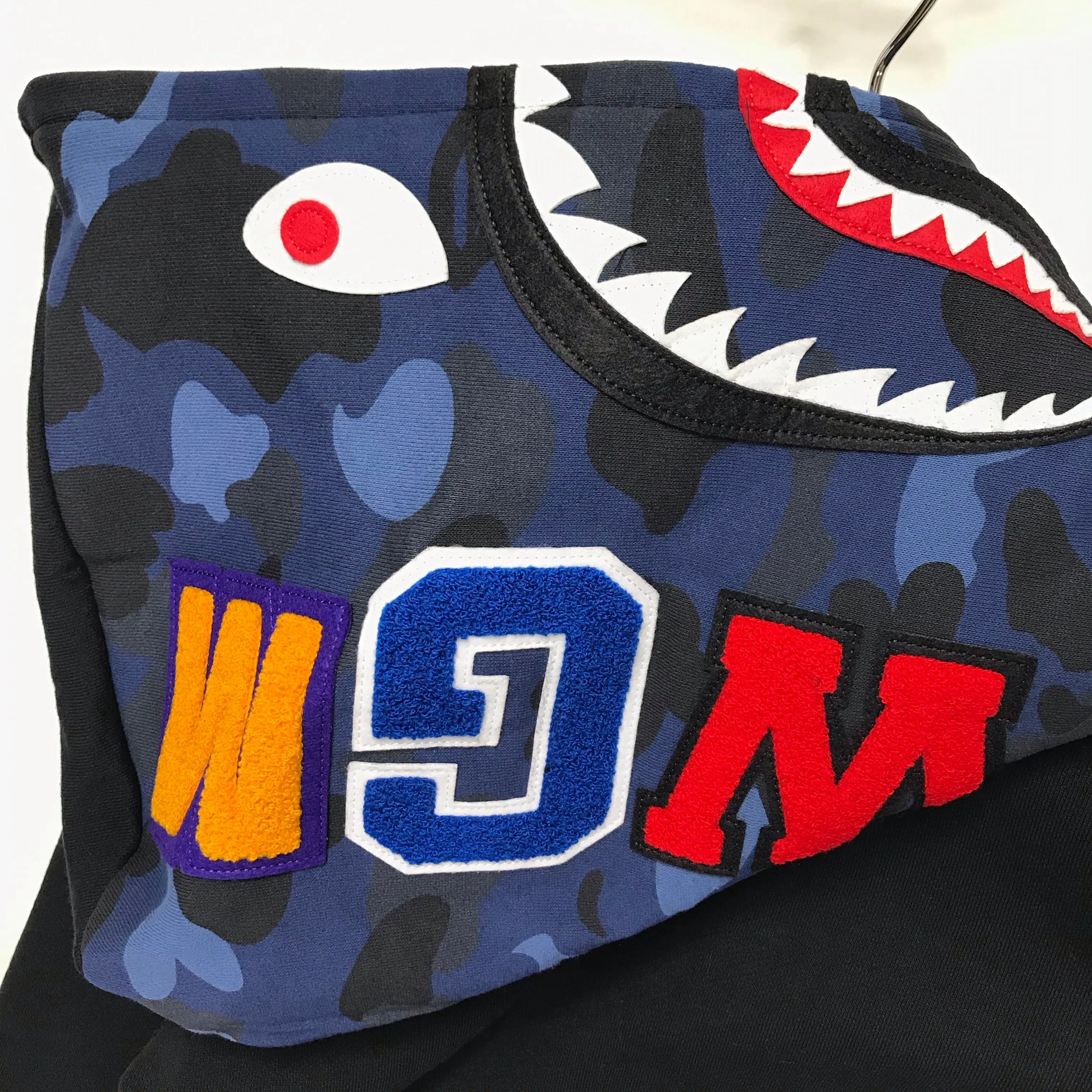 [M] A Bathing Ape Bape NFS WGM Shark Full Zip Hoodie Black