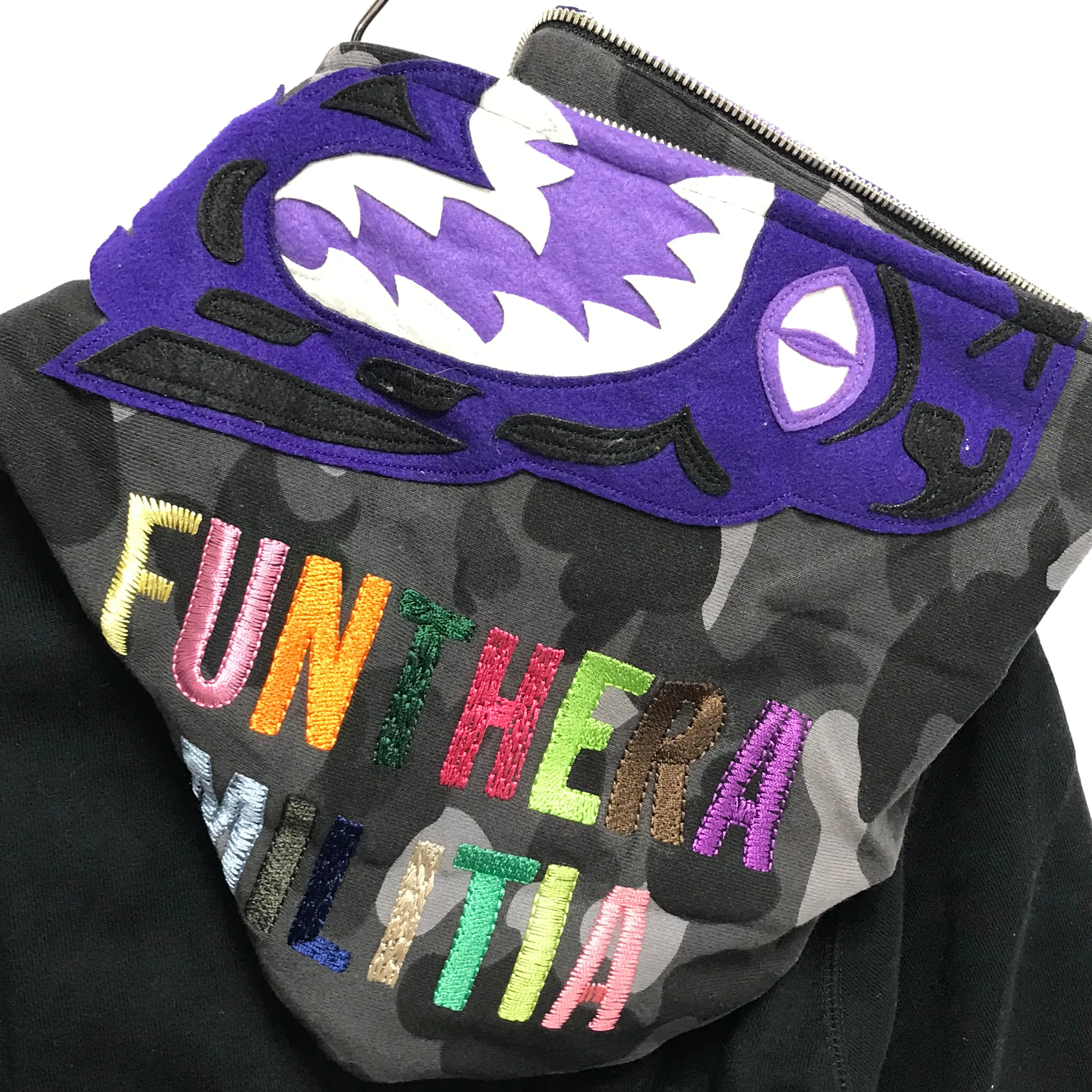 [M] Women's! A Bathing Ape Bape Tiger Full Zip Hoodie Black