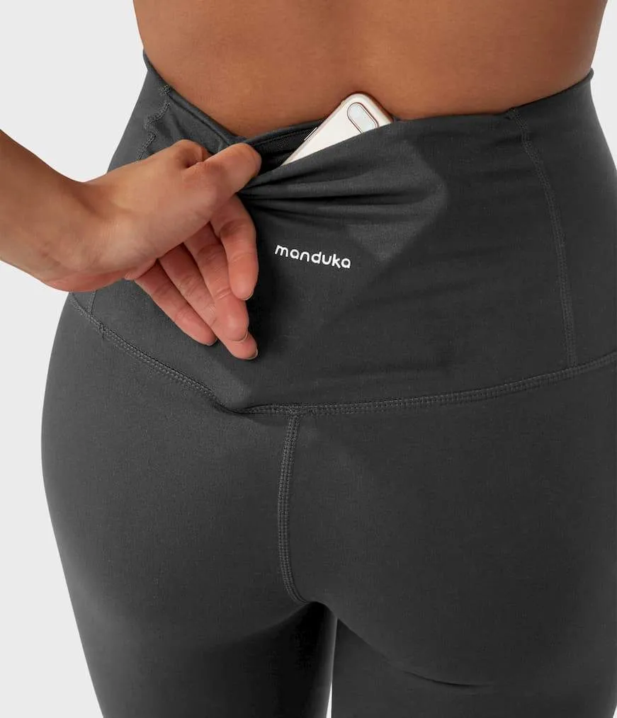 Manduka Apparel - Women's Foundation Legging - High Rise 7/8 W/Media Pocket1 - New Grey