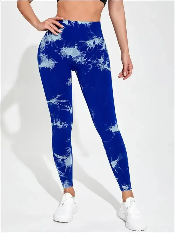 Marbling tie-dye yoga pants sports leggings women exercise running fitness high waist seamless gym