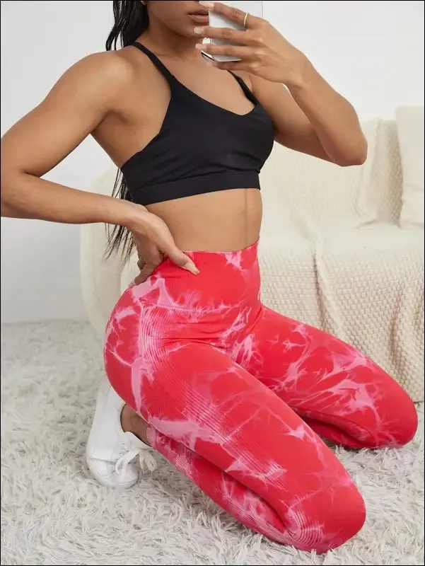 Marbling tie-dye yoga pants sports leggings women exercise running fitness high waist seamless gym