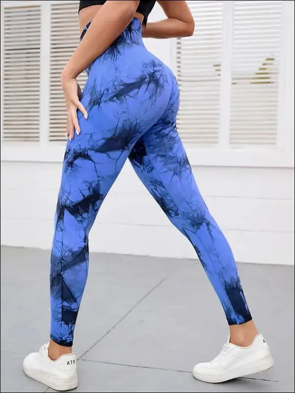 Marbling tie-dye yoga pants sports leggings women exercise running fitness high waist seamless gym