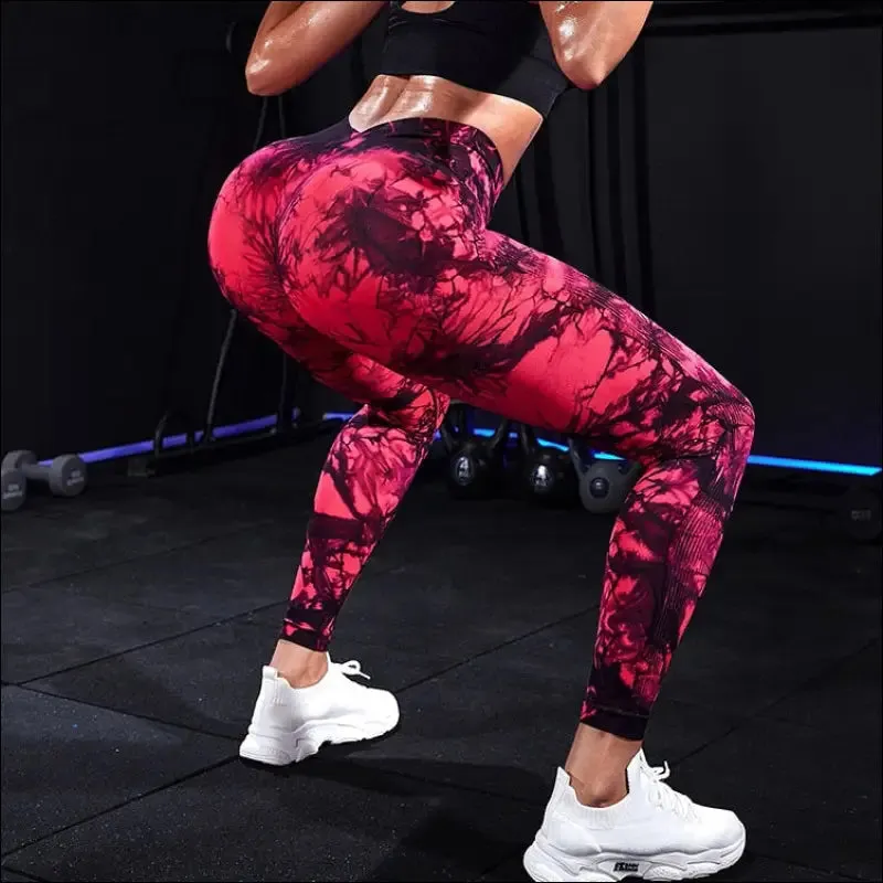 Marbling tie-dye yoga pants sports leggings women exercise running fitness high waist seamless gym