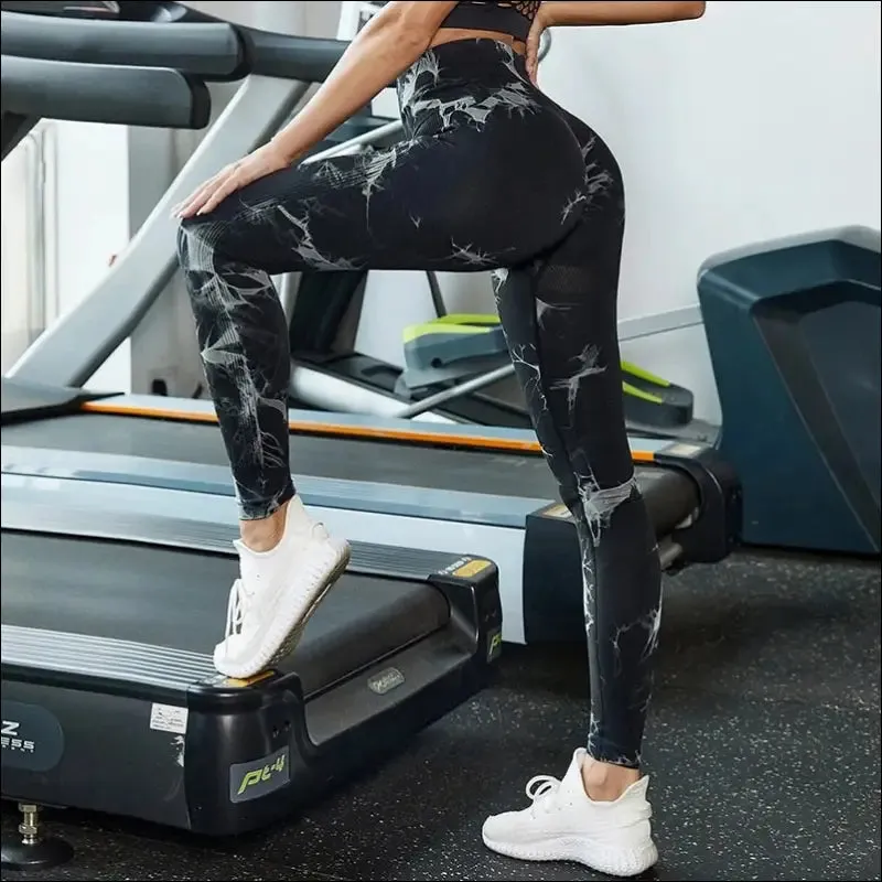 Marbling tie-dye yoga pants sports leggings women exercise running fitness high waist seamless gym