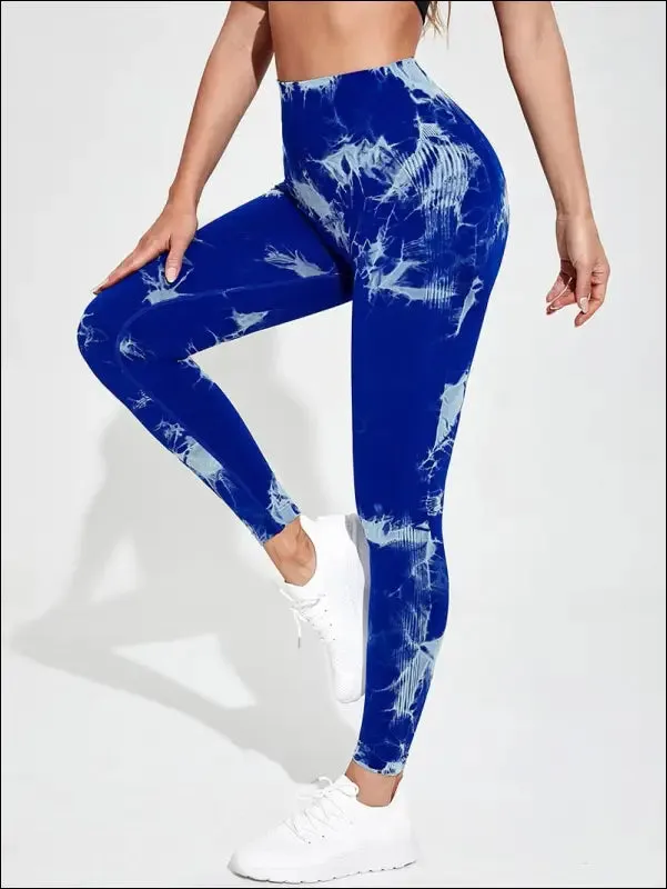 Marbling tie-dye yoga pants sports leggings women exercise running fitness high waist seamless gym