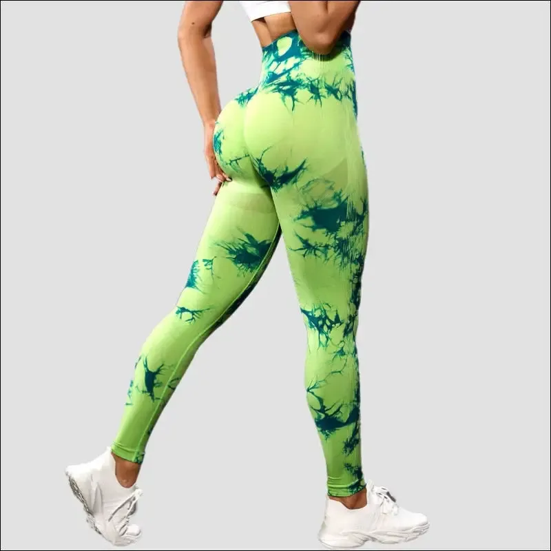 Marbling tie-dye yoga pants sports leggings women exercise running fitness high waist seamless gym