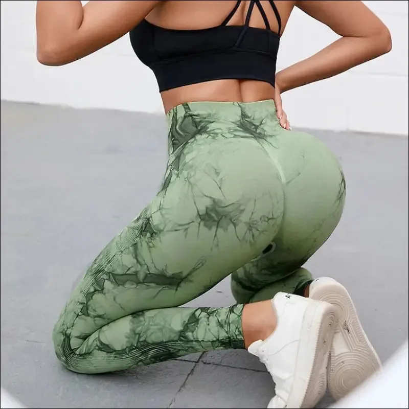 Marbling tie-dye yoga pants sports leggings women exercise running fitness high waist seamless gym
