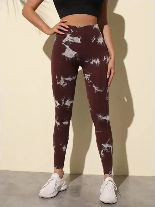 Marbling tie-dye yoga pants sports leggings women exercise running fitness high waist seamless gym