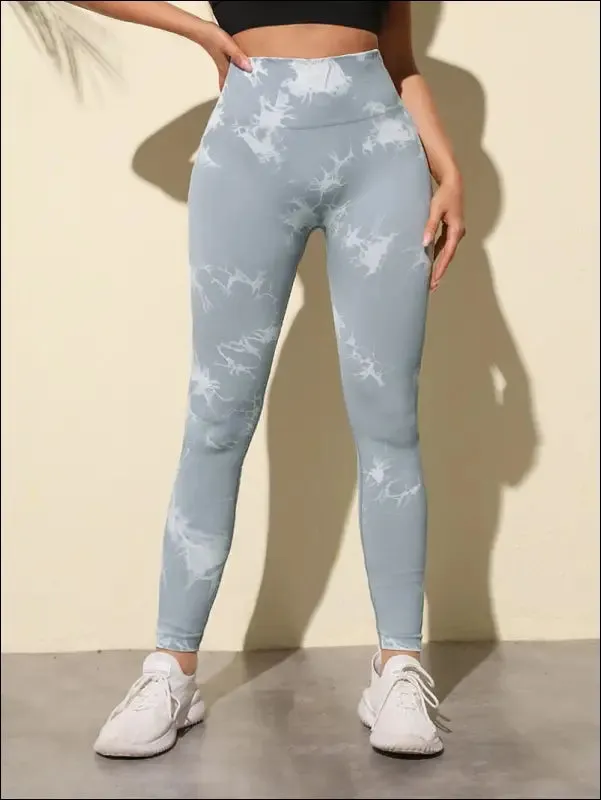 Marbling tie-dye yoga pants sports leggings women exercise running fitness high waist seamless gym