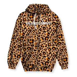 Meaningwave Leopard Men's Zip-Up Hoodie