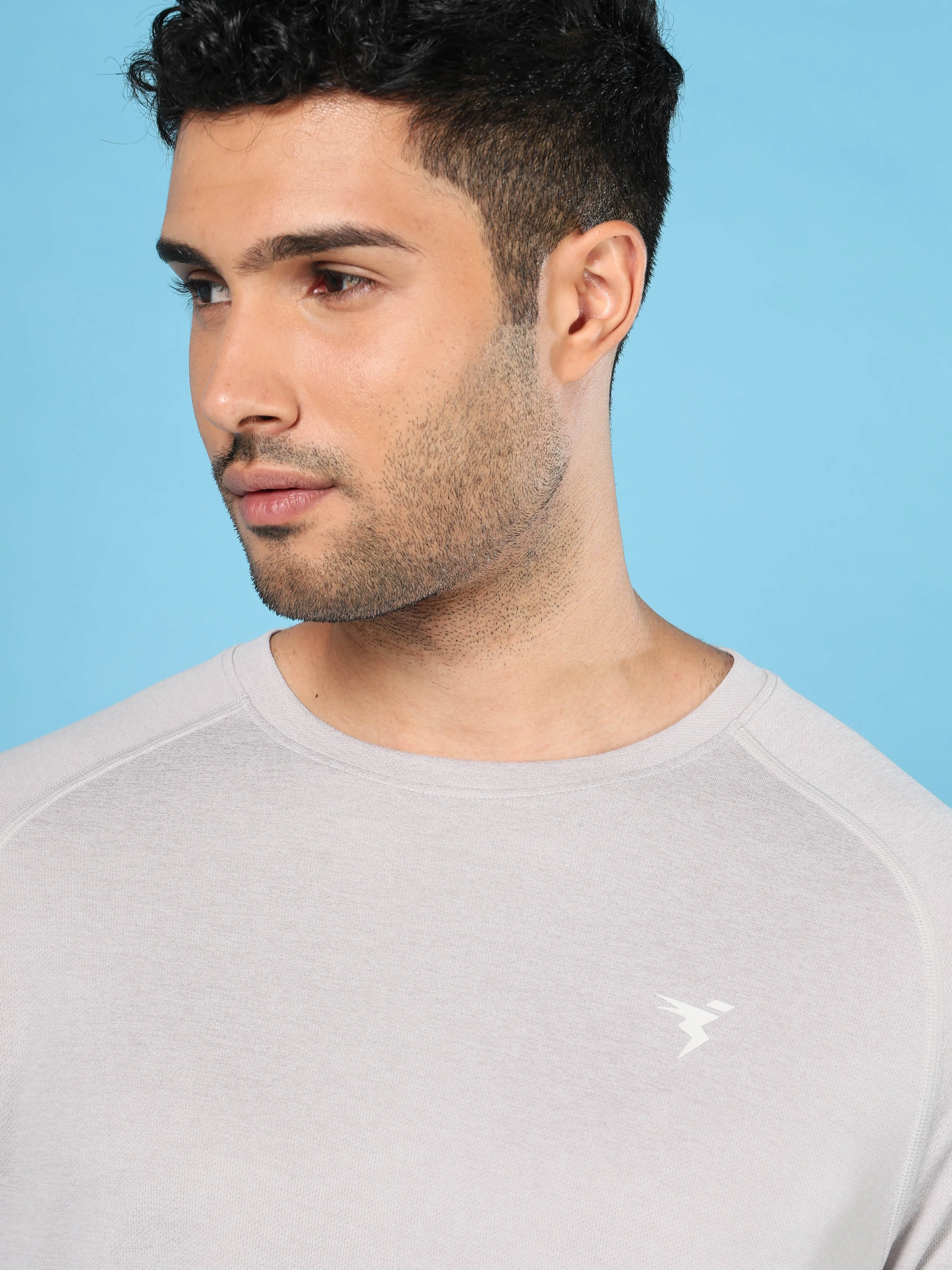 Men Melange Slim Fit Crew Neck T-shirt with MELANGE