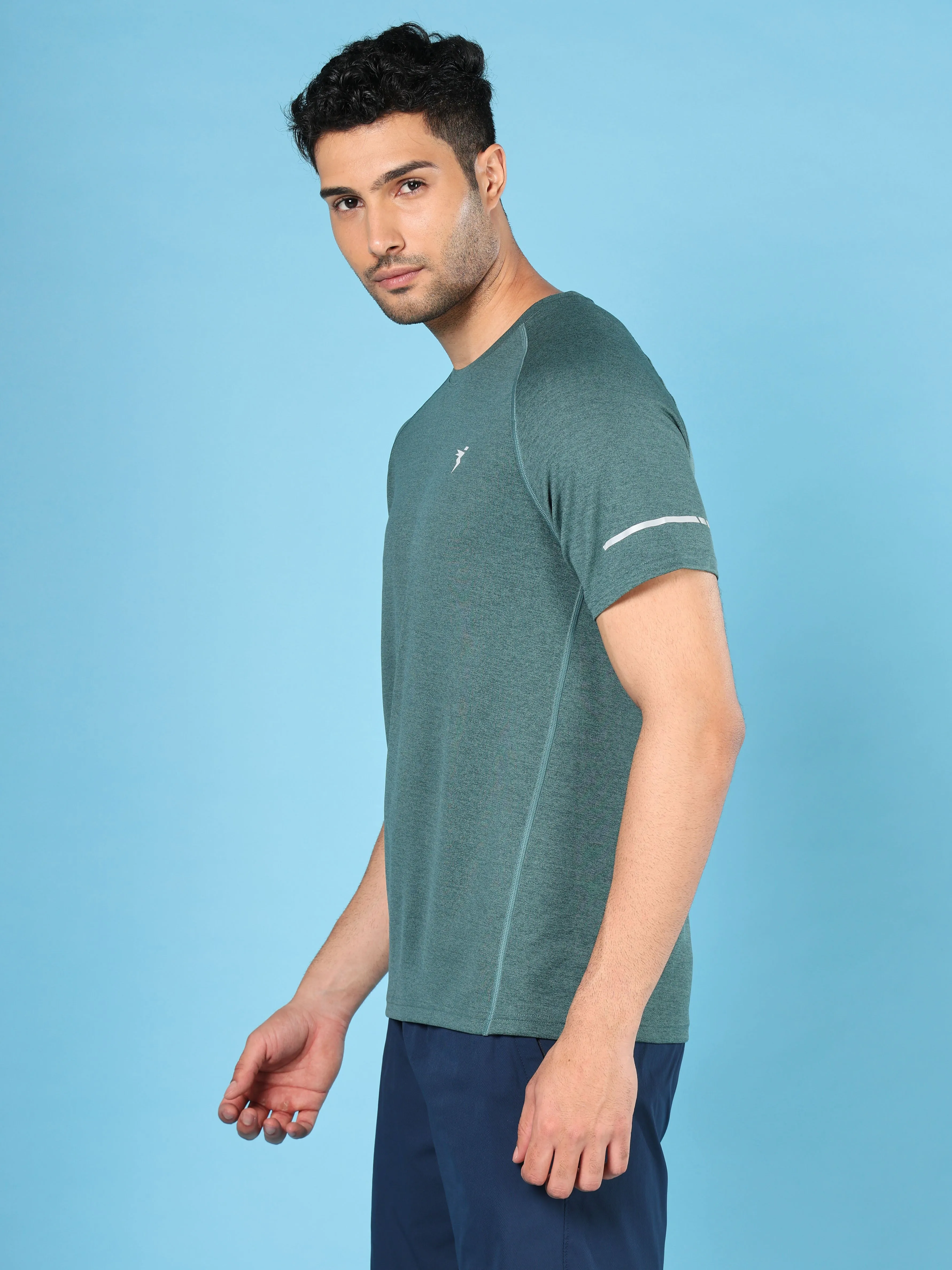 Men Melange Slim Fit Crew Neck T-shirt with MELANGE