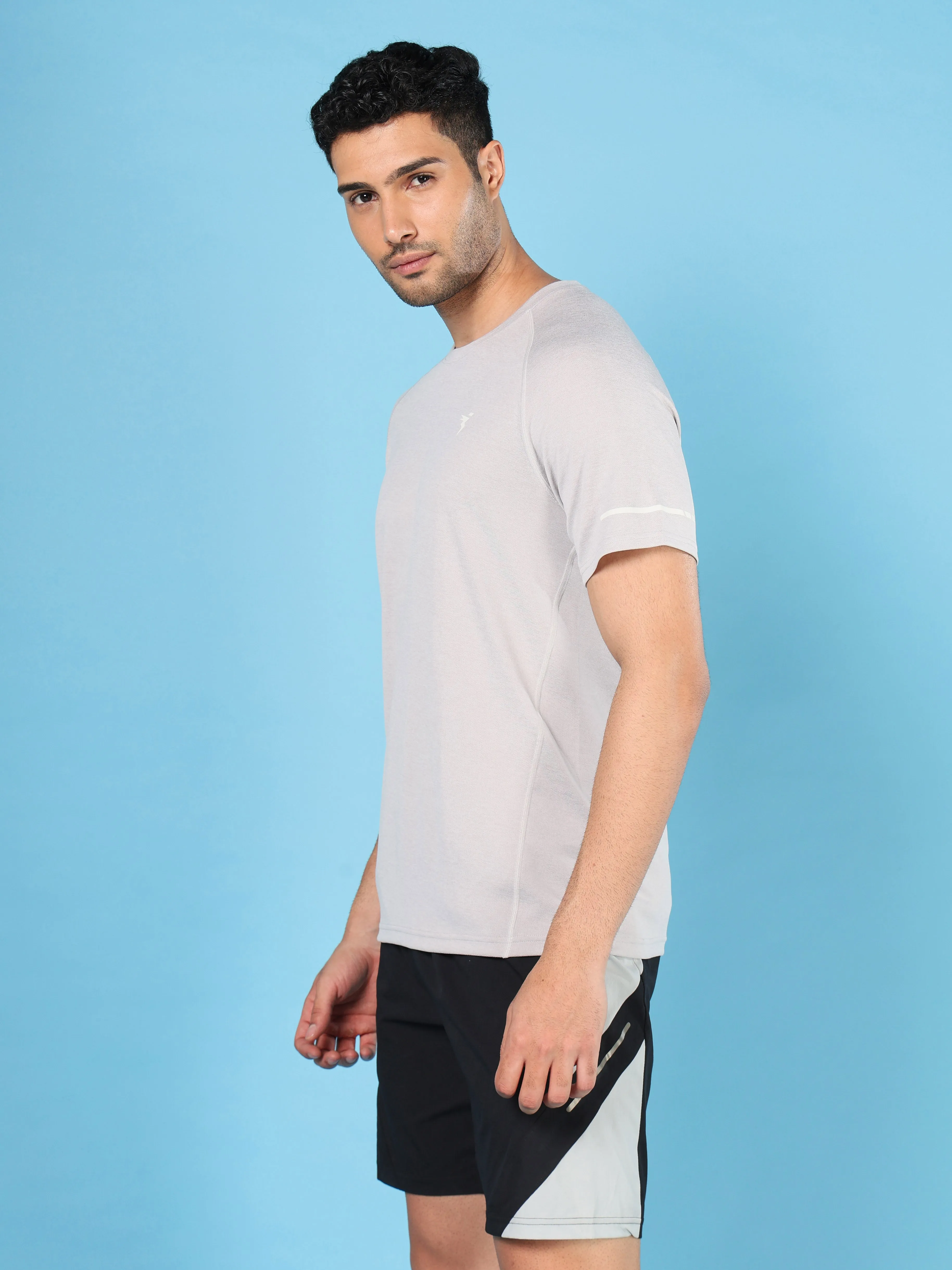 Men Melange Slim Fit Crew Neck T-shirt with MELANGE