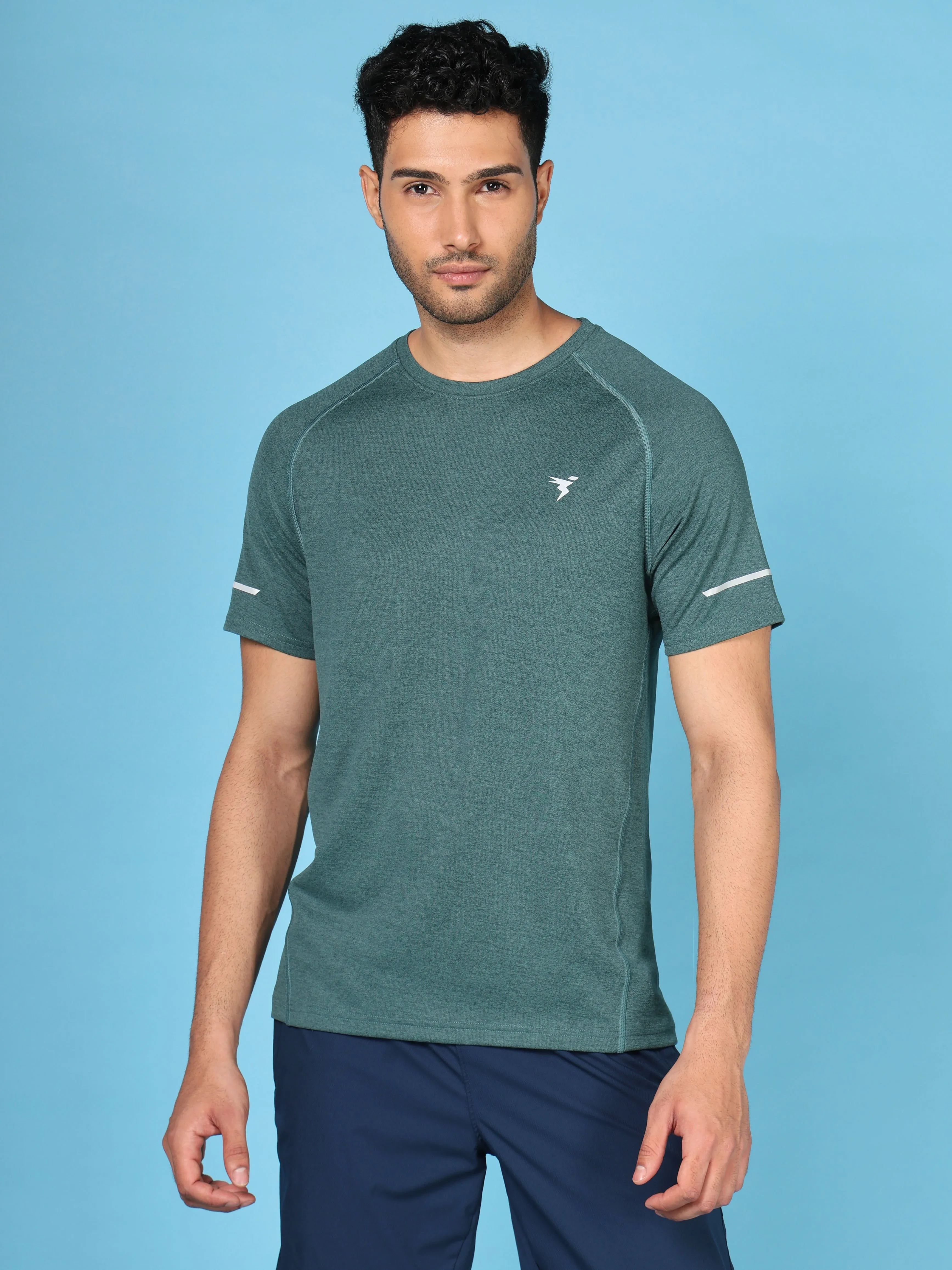 Men Melange Slim Fit Crew Neck T-shirt with MELANGE