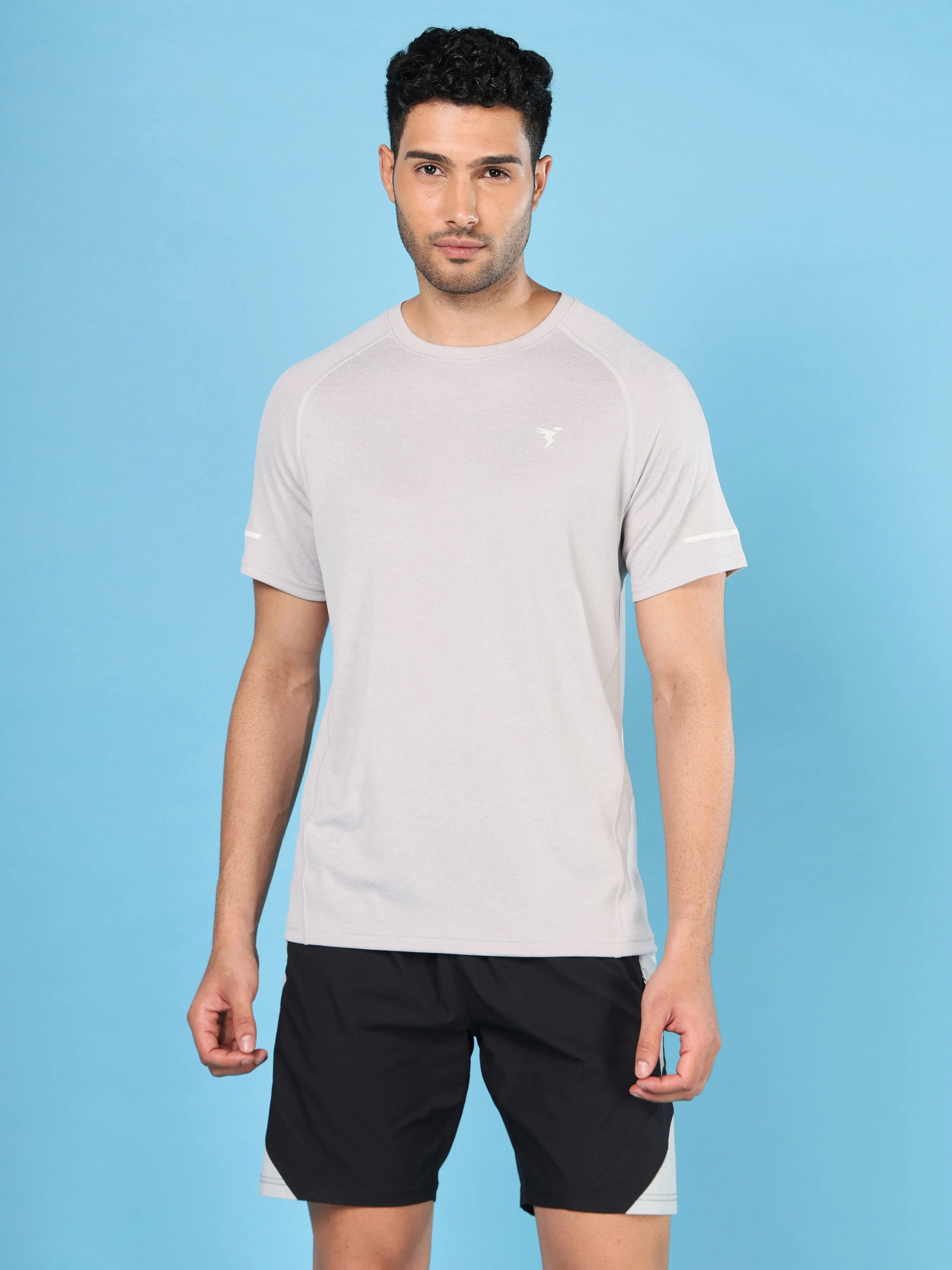 Men Melange Slim Fit Crew Neck T-shirt with MELANGE