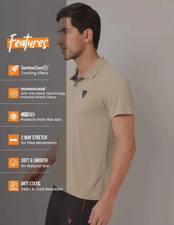 Men Self Design Slim Fit Polo T-shirt with AIRTEX STRIPES