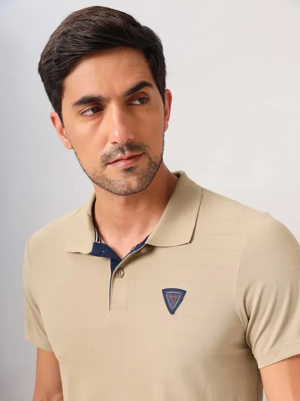 Men Self Design Slim Fit Polo T-shirt with AIRTEX STRIPES