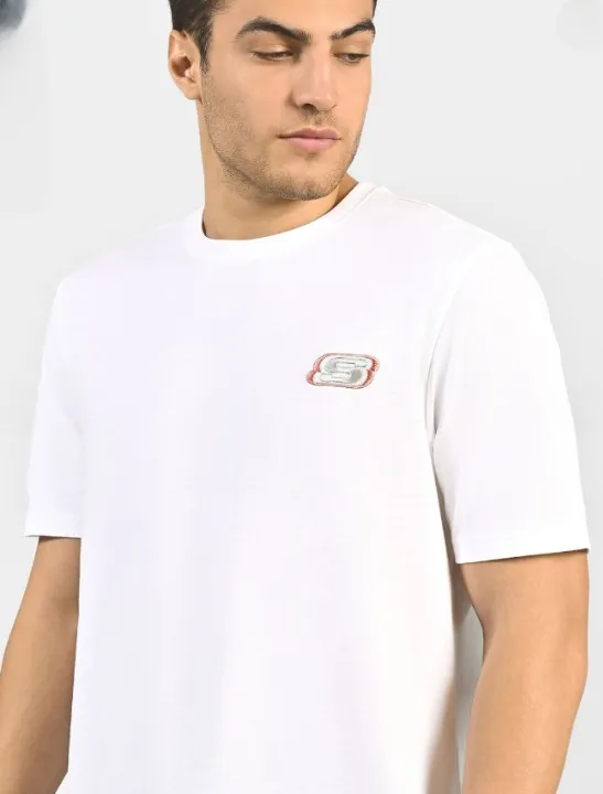 MENS BASIC LOGO  CREW NECK (TS0145ID-WHT)